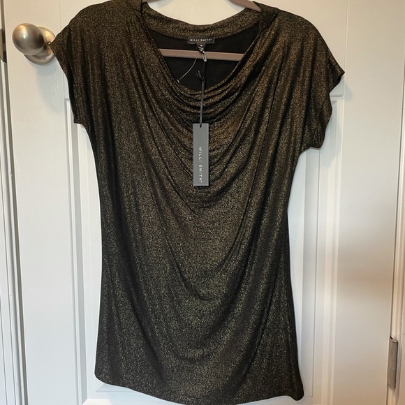 Willi Smith Tops - Gold/Black shimmer top